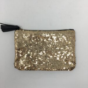 Gold Sequin Bag With Tass